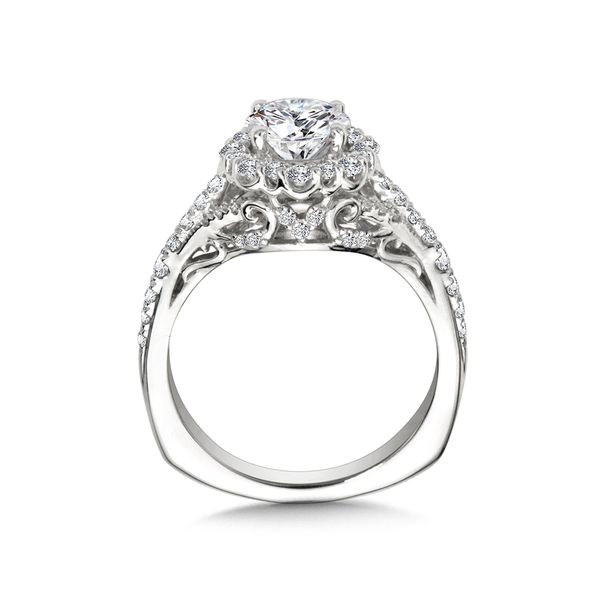 Graduating Diamond Halo & Split Shank Engagement Ring w/ Spiral Diamond Undergallery Image 2 Jayson Jewelers Cape Girardeau, MO