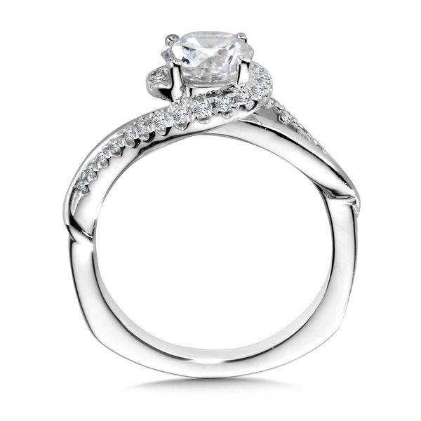 Diamond & Polished Gold Spiral Halo Engagement Ring Image 2 Midtown Diamonds Reno, NV