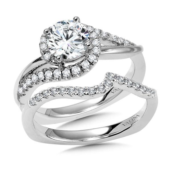 Diamond & Polished Gold Spiral Halo Engagement Ring Image 4 Cottage Hill Diamonds Elmhurst, IL