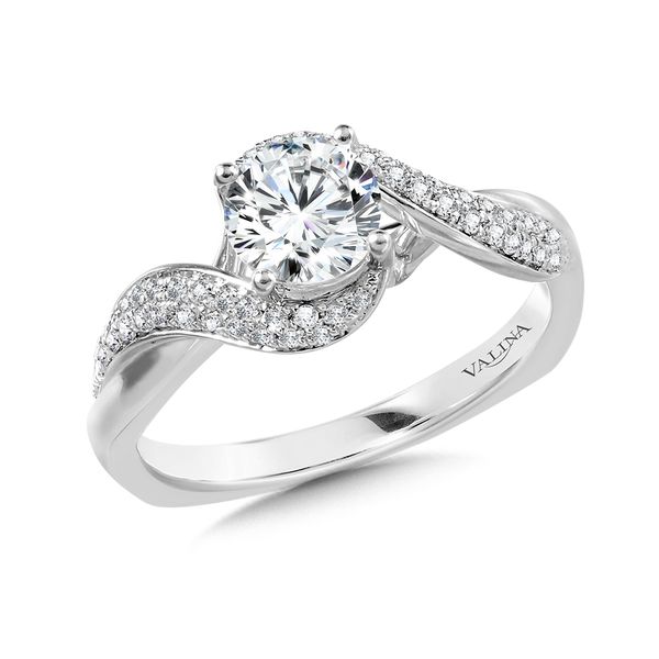 Pave-Diamond & Polished Gold Spiral Engagement Ring Cottage Hill Diamonds Elmhurst, IL