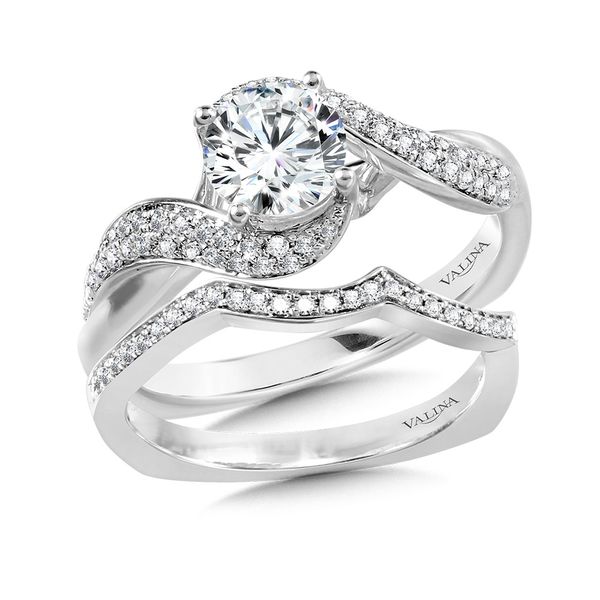 Pave-Diamond & Polished Gold Spiral Engagement Ring Image 3 The Jewelry Source El Segundo, CA