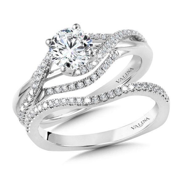 Diamond & Polished Gold Spiral Engagement Ring Image 3 Midtown Diamonds Reno, NV