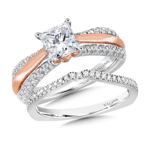 Two-Tone Straight Diamond Engagement Ring w/ Princess-Cut Center Image 3 Glatz Jewelry Aliquippa, PA