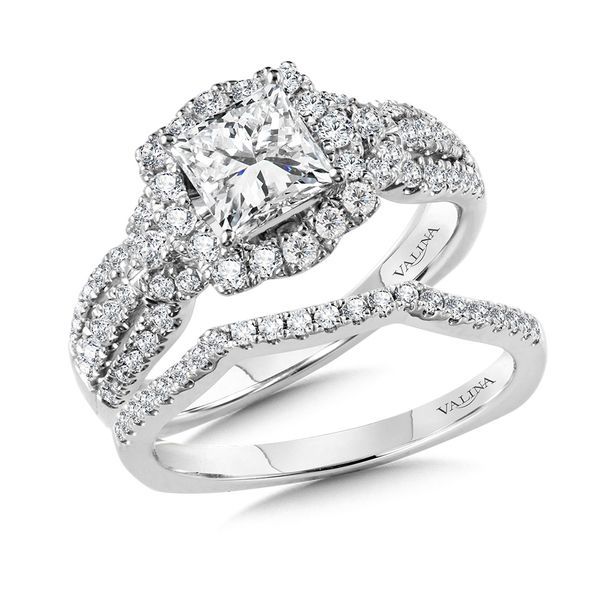 Wide Princess-Cut Diamond Halo Engagement Ring Image 4 Gold Mine Jewelers Jackson, CA