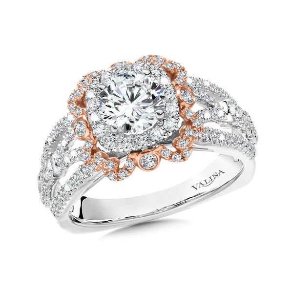 Wide Two-Tone Double Halo Diamond Engagement Ring w/ Split Shank Jayson Jewelers Cape Girardeau, MO