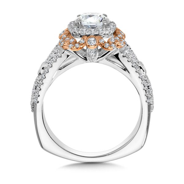 Wide Two-Tone Double Halo Diamond Engagement Ring w/ Split Shank Image 2 The Jewelry Source El Segundo, CA