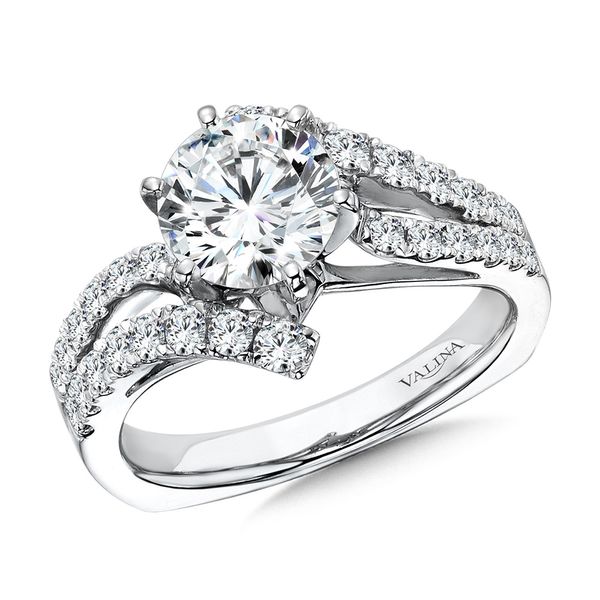 Six-Prong Bypass Split Shank Diamond Engagement Ring R1078W