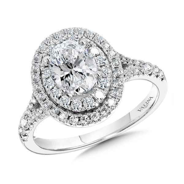 Valina Oval-Shaped Double-Halo Split Shank Engagement Ring