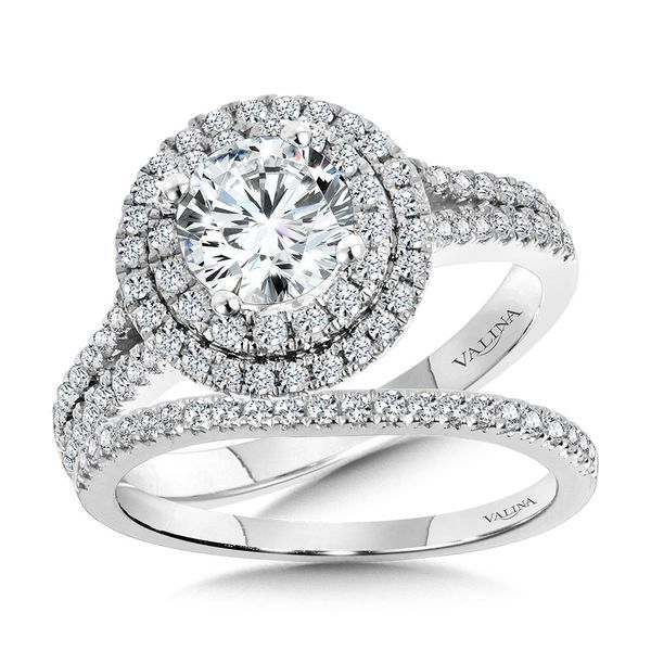 Multi-Diamond Center Cushion Split-Shank Engagement Ring 3/8 ct tw  Round-cut 10K White Gold | Kay