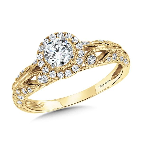Gabriel Bridal Unique 14K White Gold Vintage Inspired Halo Diamond  Engagement Ring ER14411R4W44JJ - Savoy's Jewellers