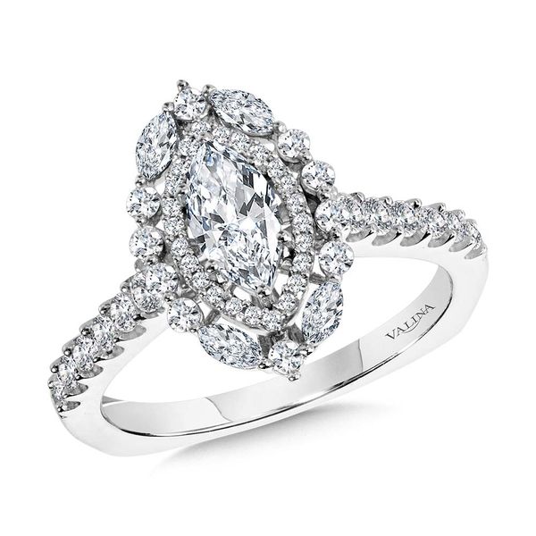 Marquise-Cut Statement Double Halo Diamond Engagement Ring Cottage Hill Diamonds Elmhurst, IL
