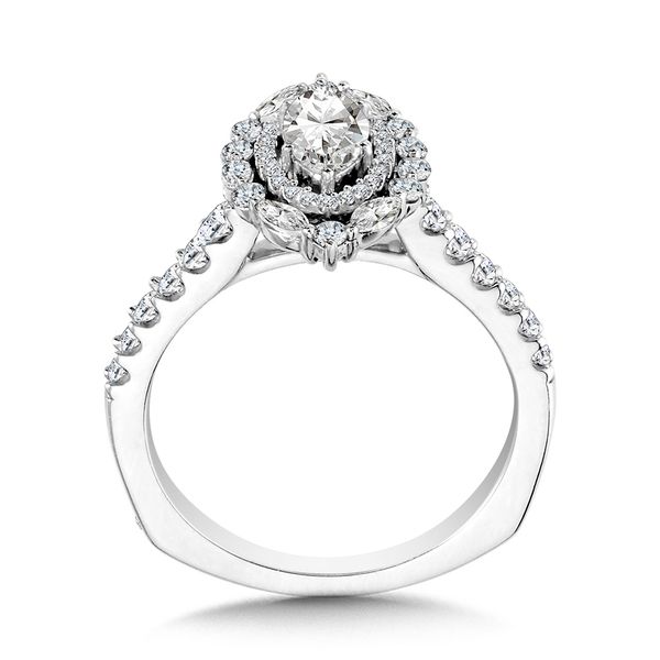 Marquise-Cut Statement Double Halo Diamond Engagement Ring Image 2 Midtown Diamonds Reno, NV