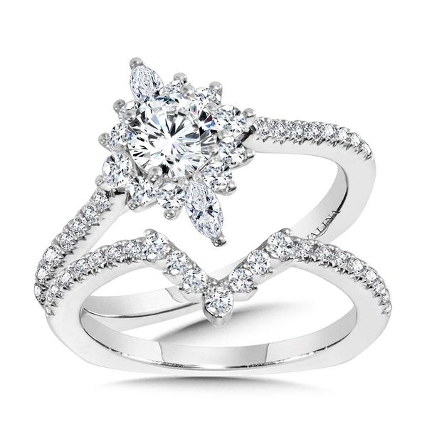 Marquise-Accented Sun Burst Diamond Halo Engagement Ring  Image 3 Gold Mine Jewelers Jackson, CA