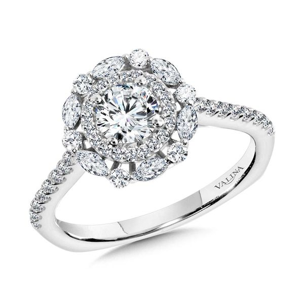 14K WG Double-Halo Emerald Cut Diamond Ring - Nazar's & Co. Jewelers