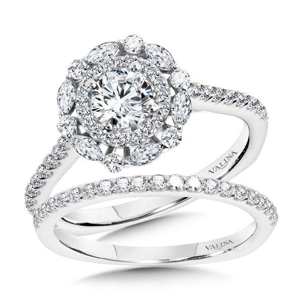 Marquise-Accented Double Halo Diamond Engagement Ring  Image 4 The Jewelry Source El Segundo, CA