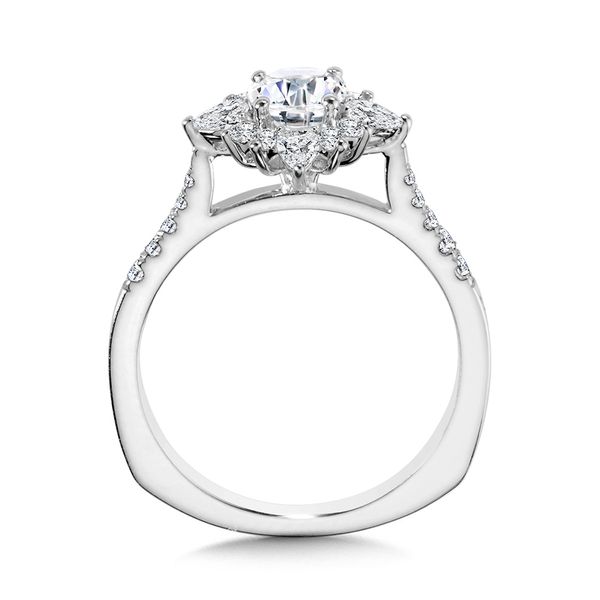 Prong-Tipped & Pear-Accented Sun Burst Diamond Halo Engagement Ring Image 2 Cottage Hill Diamonds Elmhurst, IL