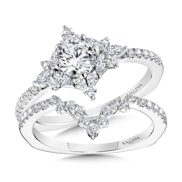 Marquise-Accented Sun Burst Tapered Diamond Halo Engagement Ring  Image 3 Cottage Hill Diamonds Elmhurst, IL