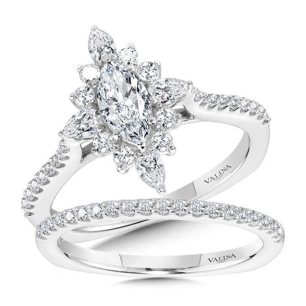 Marquise-Cut & Pear-Accented Sun Burst Diamond Halo Engagement Ring Image 4 Cottage Hill Diamonds Elmhurst, IL