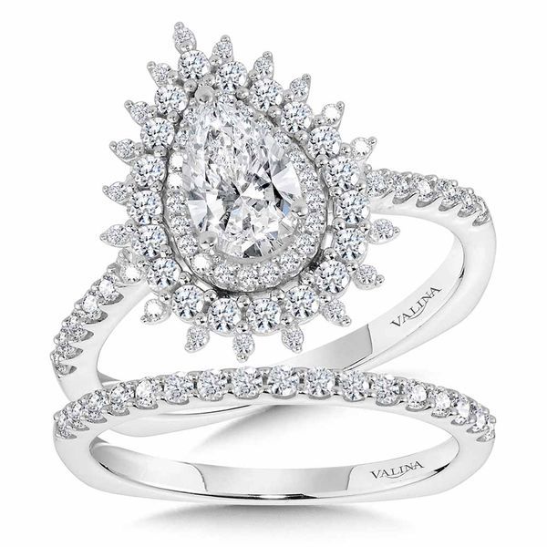 Pear-Cut Triple Diamond Halo Sun Burst Engagement Ring  Image 4 The Jewelry Source El Segundo, CA