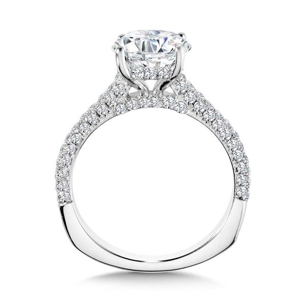 Straight Pave-Set Hidden Halo Diamond Engagement Ring Image 2 Midtown Diamonds Reno, NV