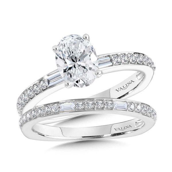 Oval-Cut Straight Hidden Halo & Baguette Diamond Engagement Ring Image 3 Midtown Diamonds Reno, NV