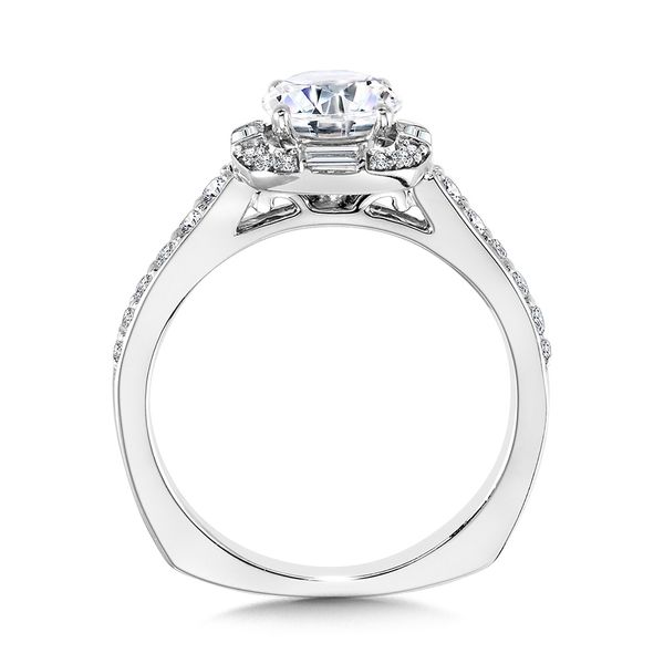 Baguette-Accented Cushion-Shaped Halo Diamond Engagement Ring w/ Channel-set Illusion Image 2 Midtown Diamonds Reno, NV