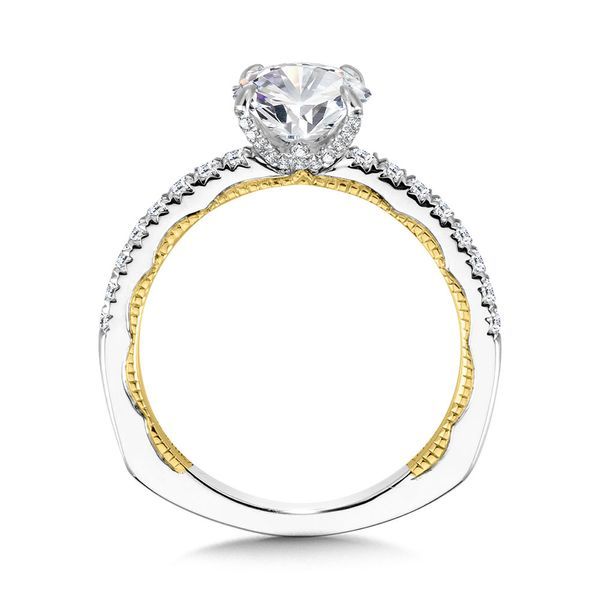 Straight Two-Tone & Milgrain-Beaded Hidden Accents Diamond Engagement Ring  Image 3 Cottage Hill Diamonds Elmhurst, IL