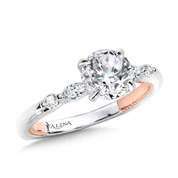 Marquise-Accented Two-Tone & Milgrain-Beaded Hidden Accents Diamond Engagement Ring  Image 4 Glatz Jewelry Aliquippa, PA