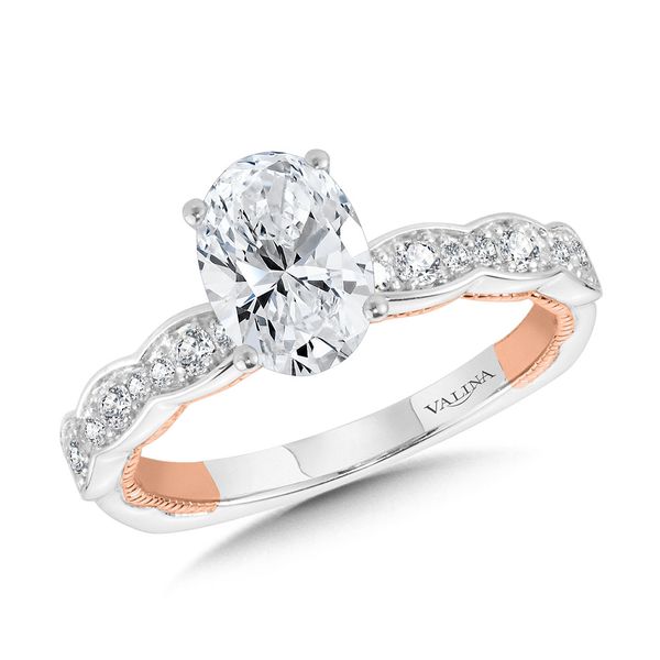 Oval-Cut, Channel-Set, Two-Tone & Milgrain-Beaded Hidden Accents Diamond Engagement Ring  Cottage Hill Diamonds Elmhurst, IL