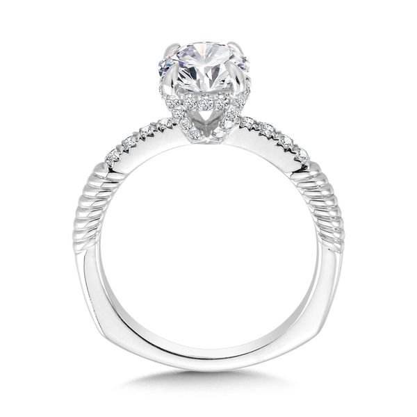 Ribbed & Tapered Hidden Halo Diamond Engagement Ring  Image 2 Glatz Jewelry Aliquippa, PA