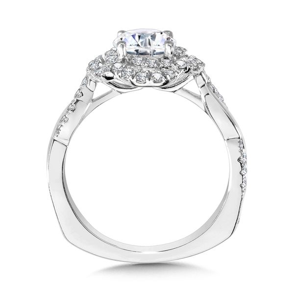 Crisscross Shank & Spiral Halo Diamond Engagement Ring  Image 2 Midtown Diamonds Reno, NV