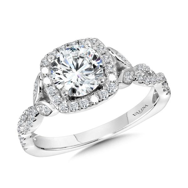 Floral-Inspired Cushion-Shaped Halo & crisscross Diamond Engagement Ring Cottage Hill Diamonds Elmhurst, IL