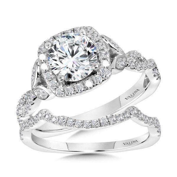 Floral-Inspired Cushion-Shaped Halo & crisscross Diamond Engagement Ring Image 4 Cottage Hill Diamonds Elmhurst, IL