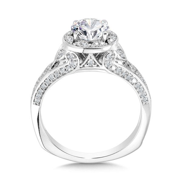 Tapered Architectural Diamond Halo Engagement Ring  Image 2 Mesa Jewelers Grand Junction, CO