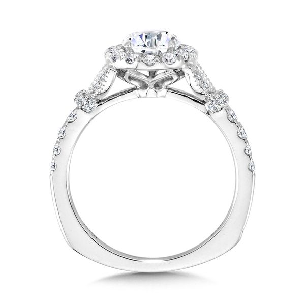Tapered & Milgrain-Beaded Round Diamond Halo Engagement Ring  Image 2 Jayson Jewelers Cape Girardeau, MO