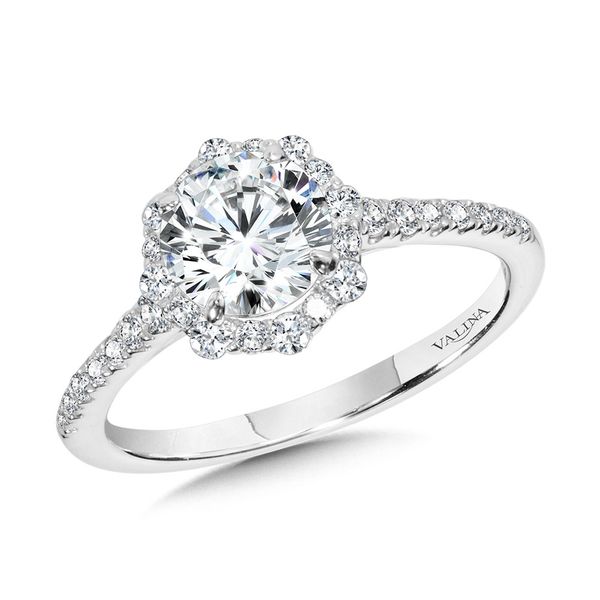 Straight Blooming Halo Diamond Engagement Ring  Gold Mine Jewelers Jackson, CA