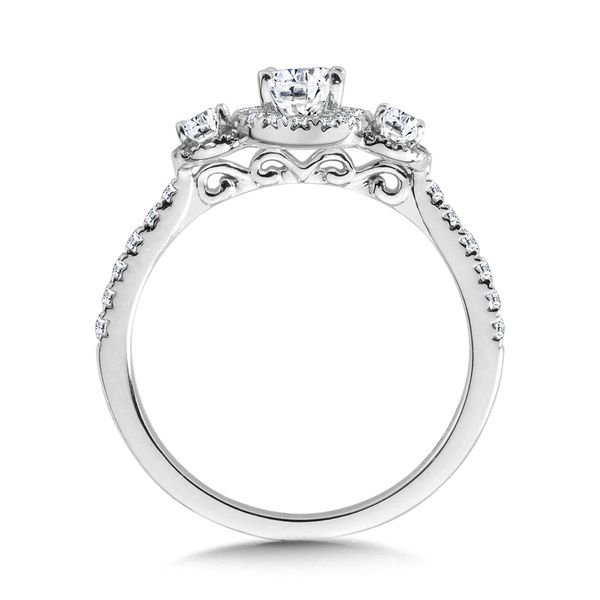 Oval-Cut 3-Stone Diamond Halo Engagement Ring Image 2 Jayson Jewelers Cape Girardeau, MO