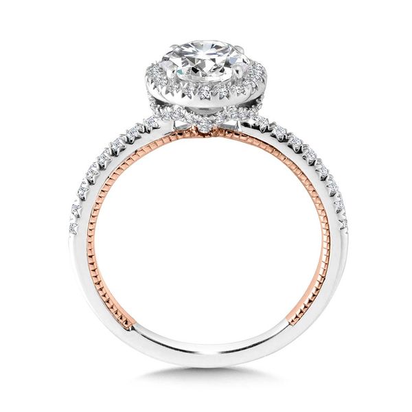 Two-Tone & Milgrain-Beaded Hidden Halo, Diamond Halo Engagement Ring  Image 2 Midtown Diamonds Reno, NV