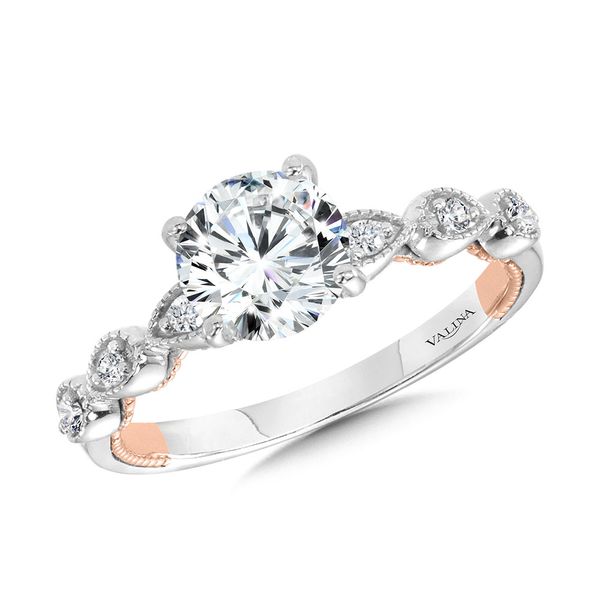 Stackable Two-Tone & Milgrain-Beaded Hidden Accents Diamond Engagement Ring  Image 4 Midtown Diamonds Reno, NV