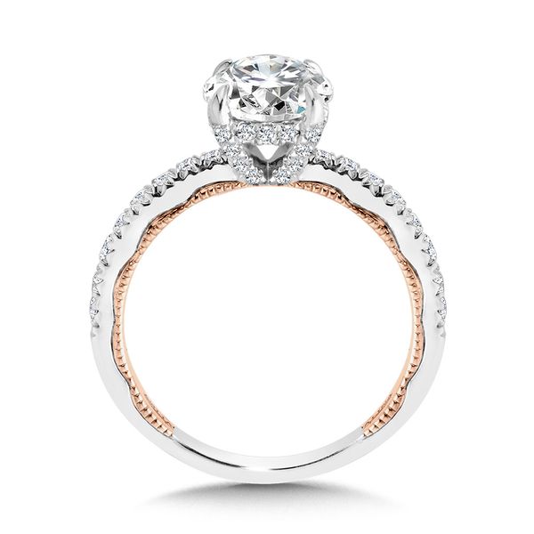 Tapered Two-Tone & Milgrain-Beaded Hidden Halo Diamond Engagement Ring  Image 2 Glatz Jewelry Aliquippa, PA