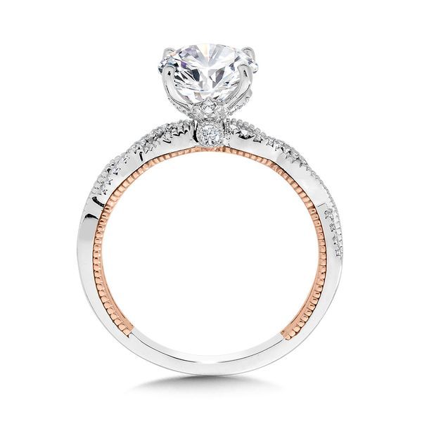 Crisscross Two-Tone & Milgrain-Beaded Hidden Accents Diamond Engagement Ring  Image 3 Midtown Diamonds Reno, NV