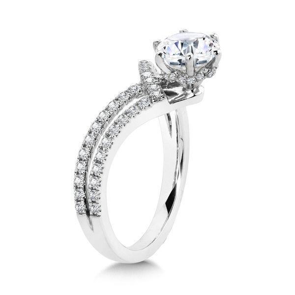 Six-Prong Chevron-Shaped & Split Shank Hidden Accents Diamond Engagement Ring  Image 4 Cottage Hill Diamonds Elmhurst, IL