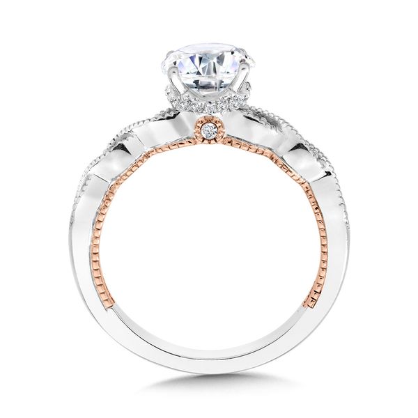 Crisscross Two-Tone & Milgrain-Beaded Diamond Collar Engagement Ring  Image 2 Jayson Jewelers Cape Girardeau, MO