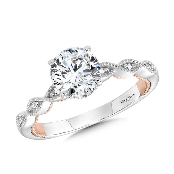 Crisscross Two-Tone & Milgrain-Beaded Diamond Collar Engagement Ring  Image 4 Jayson Jewelers Cape Girardeau, MO