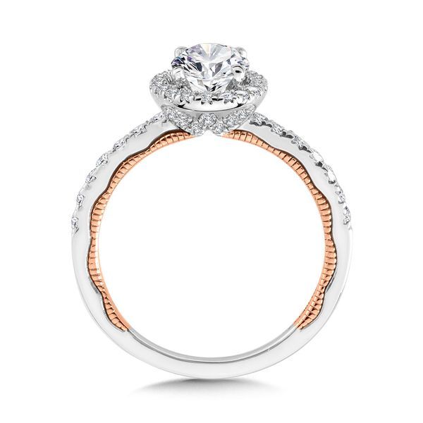 Oval-Cut Two-Tone & Milgrain-Beaded Hidden Accents Diamond Engagement Ring  Image 3 Mesa Jewelers Grand Junction, CO