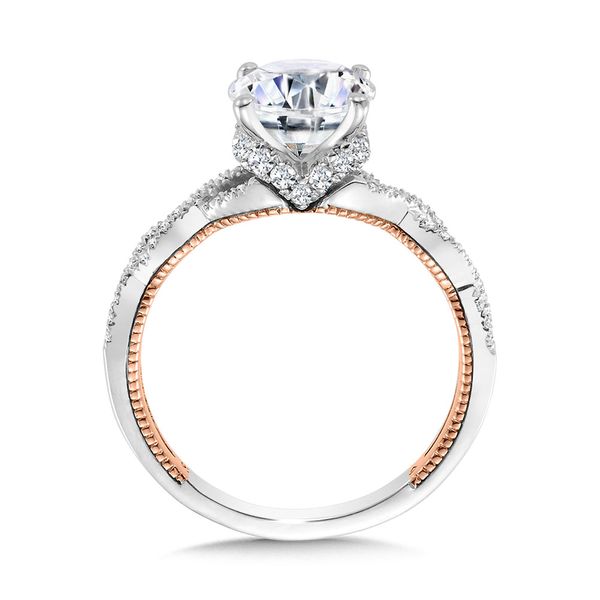 Two-Tone & Milgrain-Beaded, Crisscross Hidden Diamond Engagement Ring  Image 2 Midtown Diamonds Reno, NV