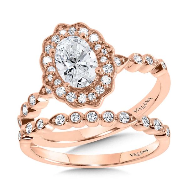 Oval-Cut Modern Vintage-Inspired Bezel-Set Fancy Diamond Halo Engagement Ring  Image 3 Jayson Jewelers Cape Girardeau, MO