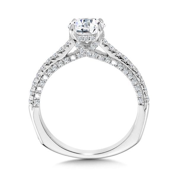 Straight Hidden Halo Engagement Ring w/ Diamond Arch Undergallery  Image 3 Jayson Jewelers Cape Girardeau, MO
