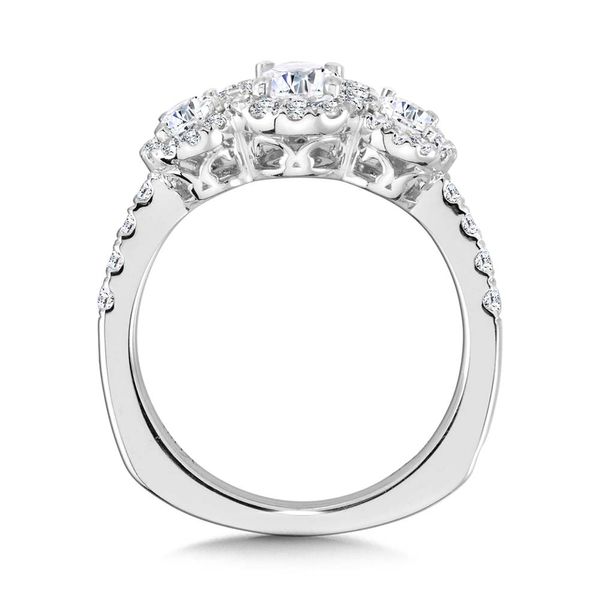 Oval-Cut 3-Stone Diamond Halo Engagement Ring Image 2 Jayson Jewelers Cape Girardeau, MO