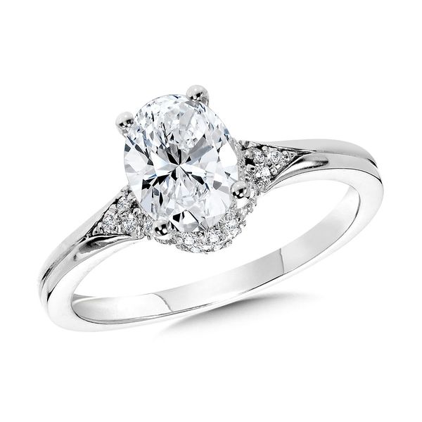 Oval-Cut Diamond Sword Shank Engagement Ring w/ Diamond Collar Biondi Diamond Jewelers Aurora, CO